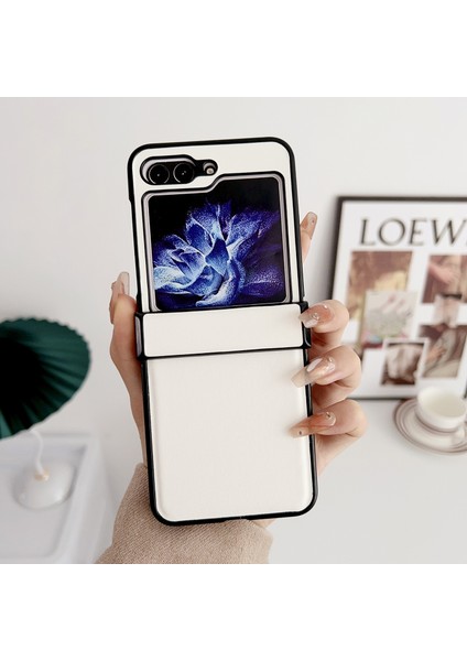 Samsung Galaxy Z Flip5 Beyaz Için Saf Renkli Menteşe Telefon Kılıfı (Yurt Dışından) fırsatları