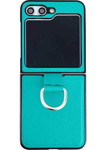 Samsung Galaxy Z Flip5 Green Için Renk Pu Ring Telefon Kılıfı (Yurt Dışından)