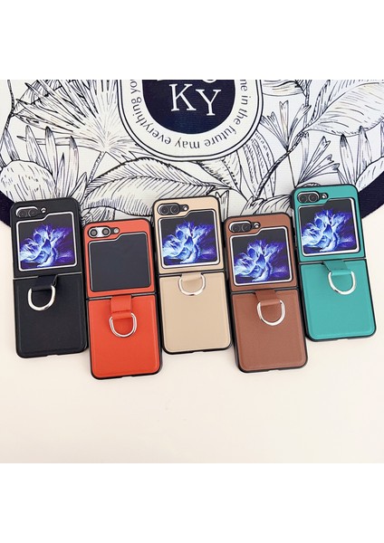 Samsung Galaxy Z Flip5 Green Için Renk Pu Ring Telefon Kılıfı (Yurt Dışından) fiyatları