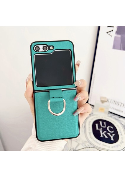 Samsung Galaxy Z Flip5 Green Için Renk Pu Ring Telefon Kılıfı (Yurt Dışından) fırsatları