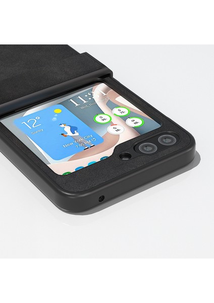 Samsung Galaxy Z Flip5 Siyah Için Buzağı Doku Pu Kılıfı (Yurt Dışından) modelleri