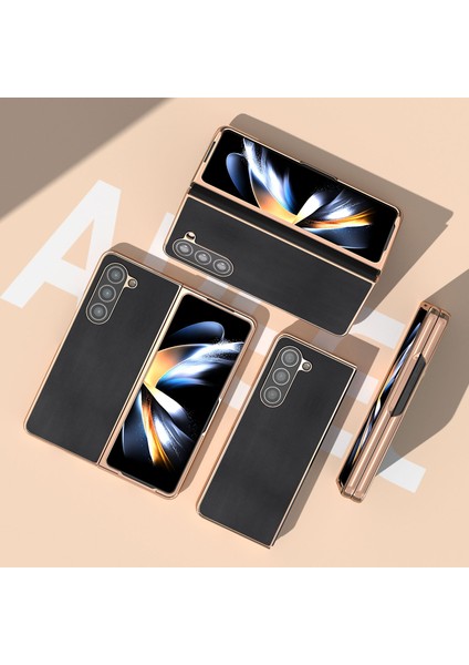 Samsung Galaxy Z Fold5 Siyah Için Deri Kaplama Telefon Kılıfı (Yurt Dışından) modelleri