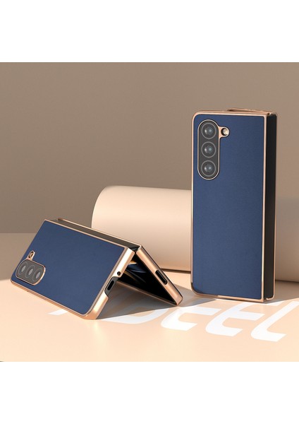 Samsung Galaxy Z Fold5 Mavi Için Deri Kaplama Telefon Kılıfı (Yurt Dışından) fiyatları