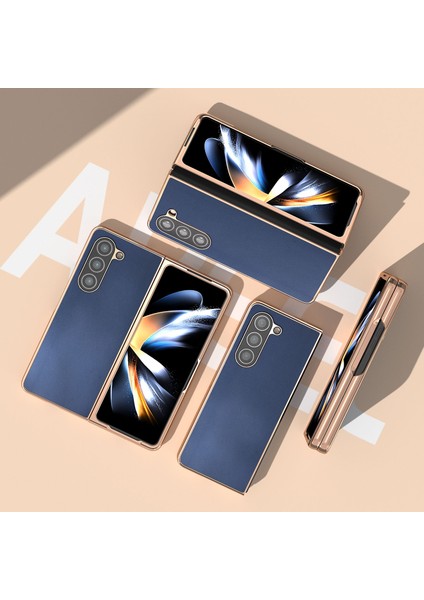 Samsung Galaxy Z Fold5 Mavi Için Deri Kaplama Telefon Kılıfı (Yurt Dışından) modelleri