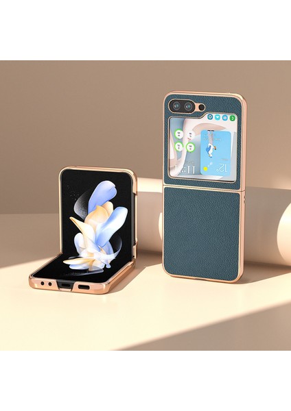 Samsung Galaxy Z Flip5 Yeşil Için Kaplama Litchi Doku Telefon Kılıfı (Yurt Dışından) fiyatları