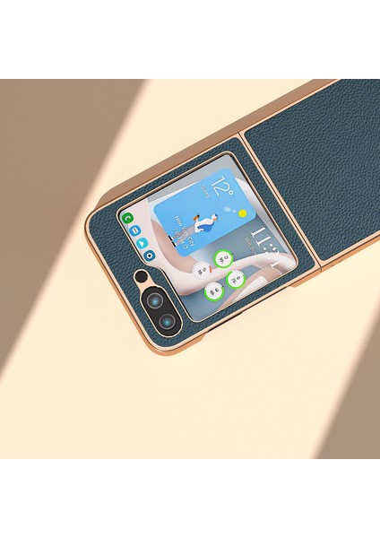 Samsung Galaxy Z Flip5 Yeşil Için Kaplama Litchi Doku Telefon Kılıfı (Yurt Dışından) fırsatları