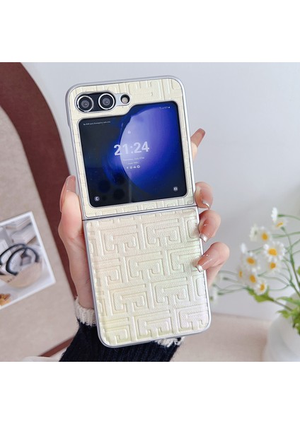 Samsung Galaxy Z Flip5 5g Altın Için Pearlescent Boya Pu Kılıfı (Yurt Dışından) fırsatları