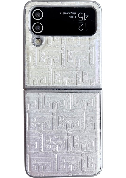 Samsung Galaxy Z Flip3 5g Gümüş Için Pearlescent Boya Pu Kılıfı (Yurt Dışından)