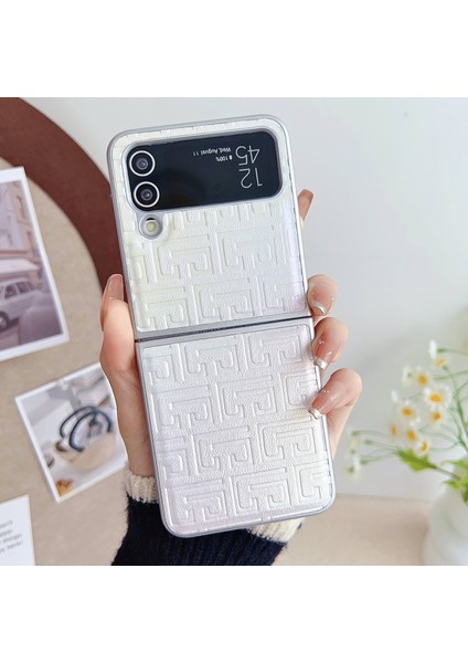 Samsung Galaxy Z Flip3 5g Gümüş Için Pearlescent Boya Pu Kılıfı (Yurt Dışından)