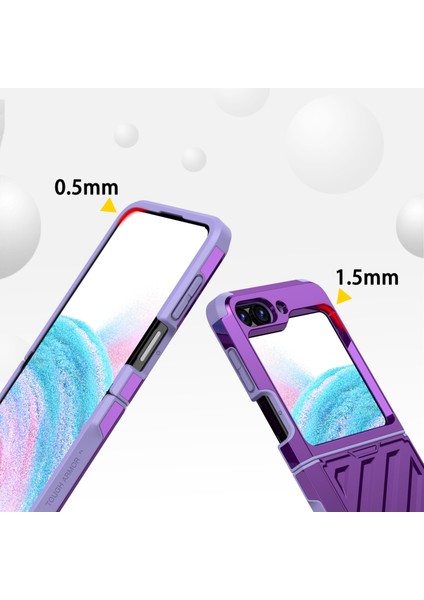Samsung Galaxy Z Flip5 Mor Için 2'de 1 Tpu Hibrid Pc Telefon Kılıfı (Yurt Dışından)