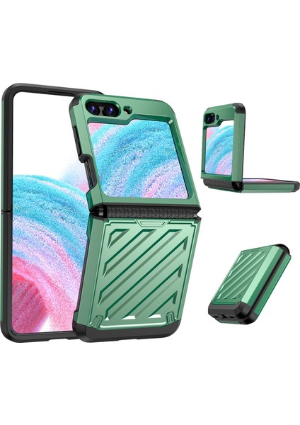 Samsung Galaxy Z Flip5 Green Için 2'de 1 Tpu Hibrid Pc Telefon Kılıfı (Yurt Dışından)