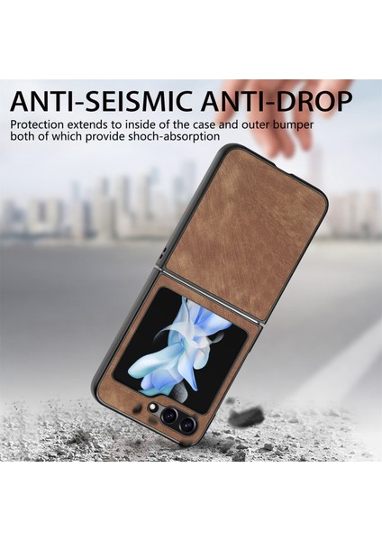 Samsung Galaxy Z Flip5 5g Kahverengi Için Deri Şok Geçirmez Telefon Kasası (Yurt Dışından) fiyatları