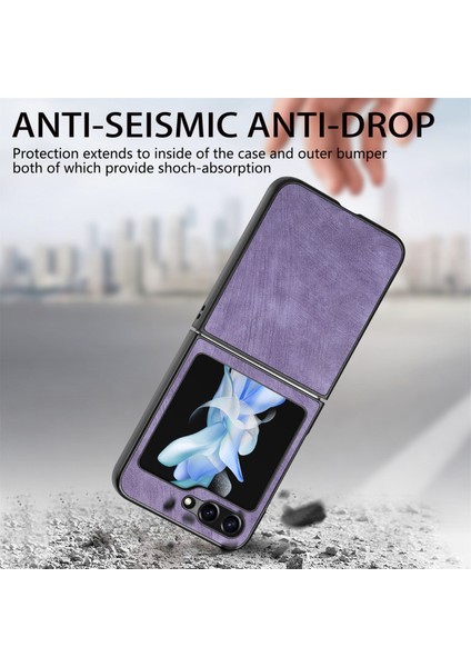 Samsung Galaxy Z Flip5 5g Mor Için Deri Şok Geçirmez Telefon Kasası (Yurt Dışından) fiyatları
