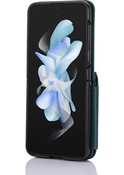 Samsung Galaxy Z Flip3 Yeşil Için Fermuar Kart Yuvaları Katlanır Kılıf (Yurt Dışından)