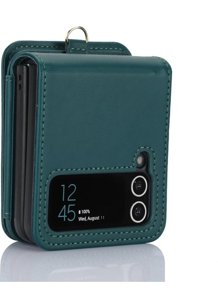 Samsung Galaxy Z Flip3 Yeşil Için Fermuar Kart Yuvaları Katlanır Kılıf (Yurt Dışından)