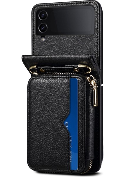 Samsung Galaxy Z Flip3 Siyah Için Katlanır Deri Kılıf (Yurt Dışından)