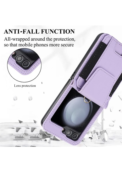 Samsung Galaxy Z Flip5 Light Mor Için Fermuar Kart Yuvaları Katlanır Kılıf (Yurt Dışından) fiyatları