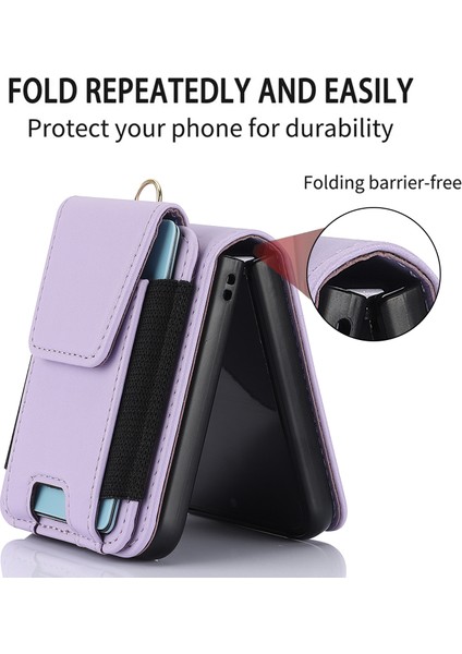 Samsung Galaxy Z Flip5 Light Mor Için Fermuar Kart Yuvaları Katlanır Kılıf (Yurt Dışından) fırsatları