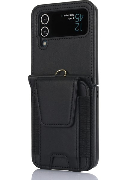 Samsung Galaxy Z Flip3 Siyah Için Fermuar Kart Yuvaları Katlanır Kılıf (Yurt Dışından)