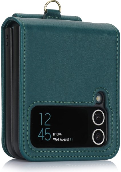 Samsung Galaxy Z Flip3 Yeşil Için Fermuar Kart Yuvaları Katlanır Kılıf (Yurt Dışından)