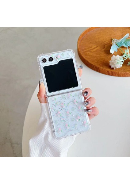 Samsung Galaxy Z Flip5 Pembe - Beyaz Için Bahar Bahçesi Tpu Telefon Kasası (Yurt Dışından)