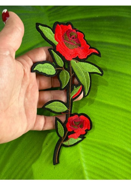 16X8 cm Ütü Ile Yapışan Nakış Işleme Yeşil Yapraklı Çiçek Arma Yama Dikiş Hobi Aksesuarı