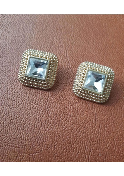 Kristal Taşlı Metal Düğme 2,5 cm 1 Paket 2ADET