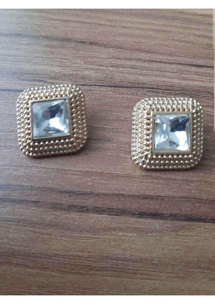 Kristal Taşlı Metal Düğme 2,5 cm 1 Paket 2ADET