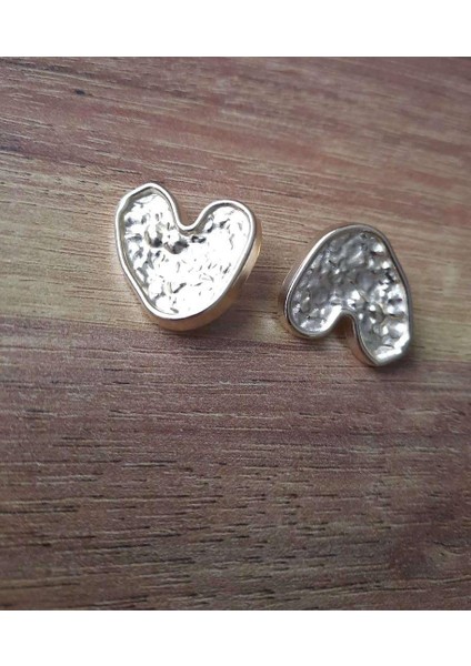 Kalp 2cm Desenli Metal Düğme 1 Paket 4 Adet