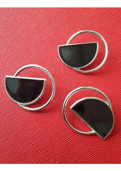 Siyah Mineli 3,5 cm Metal Düğme 1 Paket 3 Adet