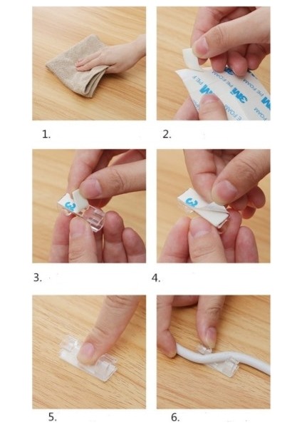 20&amp;apos;li Yapışkanlı Kablo Sabitleyici Şeffaf Klips modelleri