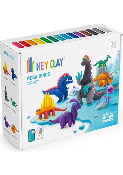 Hey Clay Hava ile Kuruyan Kil (15'li Kutu) - Mega Dinozorlar