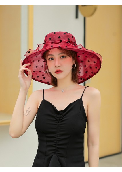 Puantiyeli Büyük Kenarlı Şapka Dalgalı Kenarlı Plaj Şapkası Açık Hava Güneş Şapkası (Yurt Dışından) fırsatları