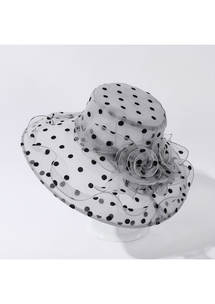 Puantiyeli Büyük Kenarlı Şapka Dalgalı Kenarlı Plaj Şapkası Açık Hava Güneş Şapkası (Yurt Dışından)