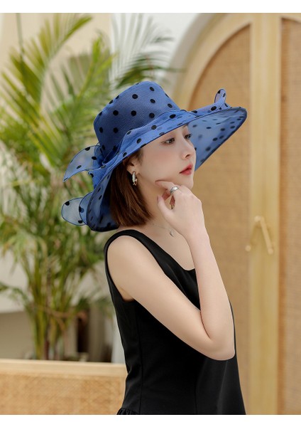 Puantiyeli Büyük Kenarlı Şapka Dalgalı Kenarlı Plaj Şapkası Açık Hava Güneş Şapkası (Yurt Dışından) modelleri