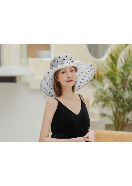 Puantiyeli Büyük Kenarlı Şapka Dalgalı Kenarlı Plaj Şapkası Açık Hava Güneş Şapkası (Yurt Dışından) indirimleri