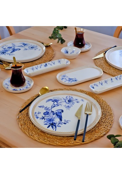 Asya Mavi Kuş 32 Parça Kahvaltı Takımı