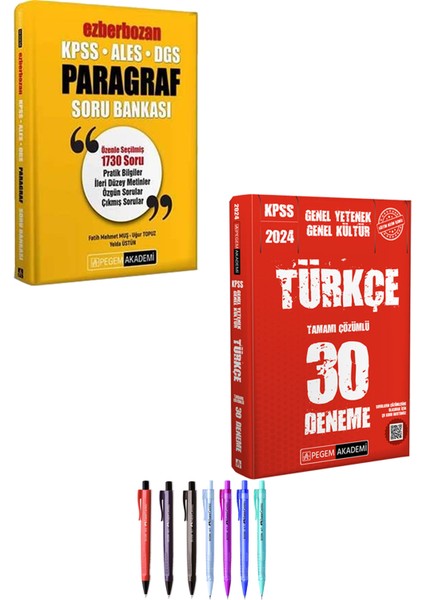 Ezberbozan KPSS ALES DGS Paragraf Soru Bankası - 2024 KPSS Genel Yetenek Türkçe 30 Deneme + Faber Castell Econ Kalem