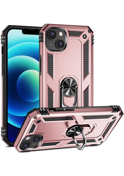 Apple iPhone 14 Kılıf Yüzüklü Standli Tank Kapak