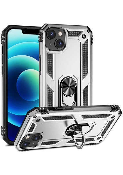 Apple iPhone 14 Plus Kılıf Yüzüklü Standli Tank Kapak