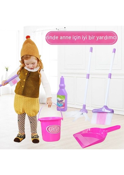 Janjon Star Çocuk Süpürge Faraş Paspas Seti Mini Süpürge Köşe Temizleme Bebek Oyun Evi Süpürme Oyuncak Seti (Yurt Dışından)