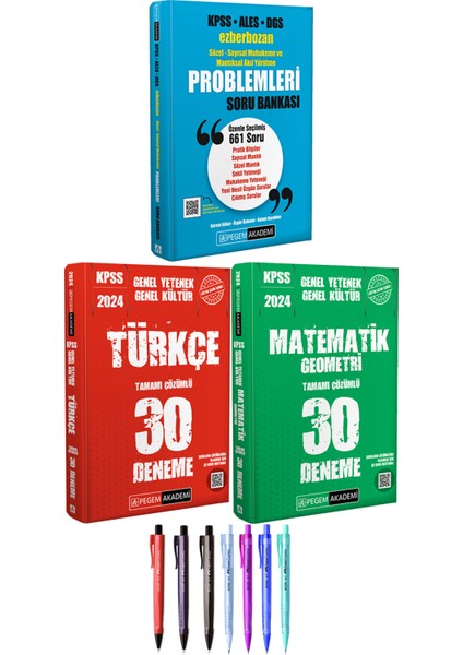 Sözel-Sayısal Muhakeme ve Mantıksal Akıl Yürütme - 2024 KPSS Genel Yetenek Türkçe Matematik 30 Deneme + Faber Castell Econ Kalem