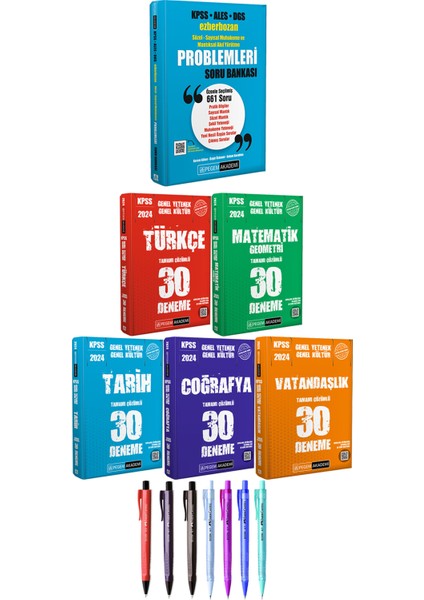 Sözel-Sayısal Muhakeme ve Mantıksal Akıl Yürütme - 2024 KPSS GYGK Türkçe Matematik Tarih Coğrafya Vatandaşlık 30 Deneme + Faber Castell Econ Kalem