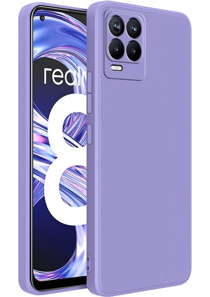 Realme 8 Kapak Içi Kadife Kamera Korumalı Lansman Silikon Kılıf - Lila