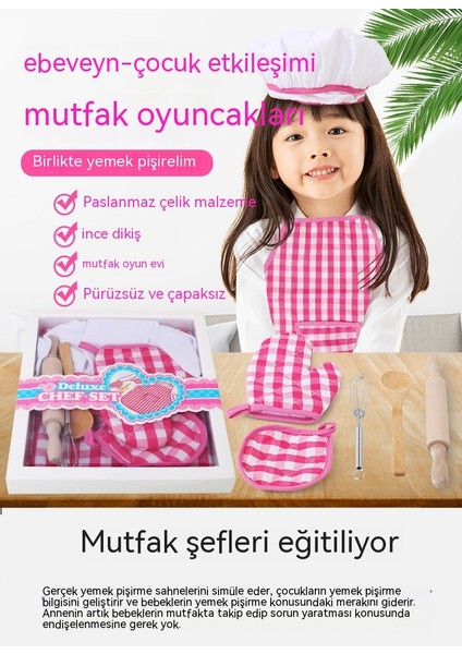 Janjon Star Şef Mutfak Pişirme Araçları Önlük Kız Oyuncak Seti Anaokulu Sahne Fotoğrafçılığı Oyun Kostüm Sahne (Yurt Dışından)