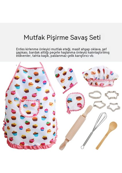 Janjon Star Şef Mutfak Pişirme Araçları Önlük Kız Oyuncak Seti Anaokulu Sahne Fotoğrafçılığı Oyun Kostüm Sahne (Yurt Dışından)