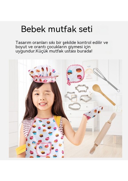 Janjon Star Şef Mutfak Pişirme Araçları Önlük Kız Oyuncak Seti Anaokulu Sahne Fotoğrafçılığı Oyun Kostüm Sahne (Yurt Dışından)