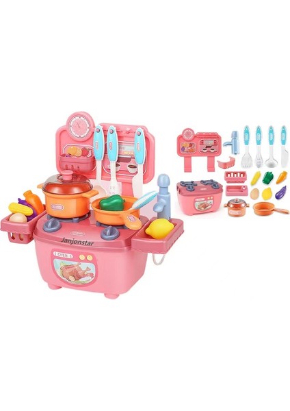 Janjon Star Çocuk Oyun Evi Mutfak Oyuncak Seti Simülasyon Mini Sprey Su Mutfak Masası Pişirme Kız Bebek Oyuncak Su Olabilir (Yurt Dışından)