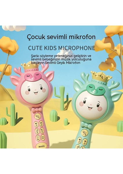 Janjon Star Çocuk Kablosuz Bluetooth Mikrofon Karikatür Erken Eğitim Mikrofon Karaoke Şarkı Söyleme Makinesi Ses Hepsi Bir Arada Erken Eğitim Oyuncak (Yurt Dışından)