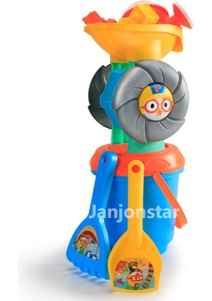 Janjon Star Çocuk Plaj Oyuncakları, Plaj Kovası, Kum Saati, Kum Oyunu, Su Kazma, Kum Küreği Alet Seti, 7 Parçalı Set (Yurt Dışından)